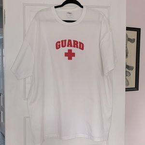 Men’s Like New 2XL White & Red Life Guard Plus T- Shirt